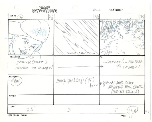 Tales From The Cryptkeeper 2 LOT Hand-Drawn Storyboards Nelvana 1993 B007-008