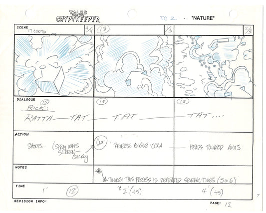 Tales From The Cryptkeeper 2 LOT Hand-Drawn Storyboards Nelvana 1993 B009-027