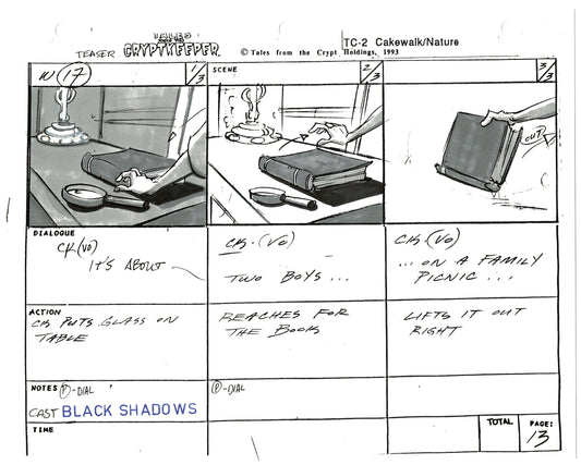 Tales From The Cryptkeeper Production Hand-Drawn Storyboard Nelvana 1993 A-17