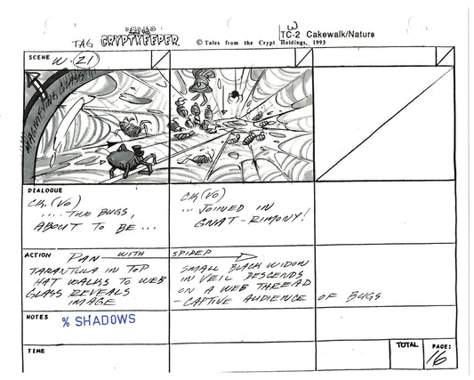 Tales From The Cryptkeeper Production Hand-Drawn Storyboard Nelvana 1993 A-20