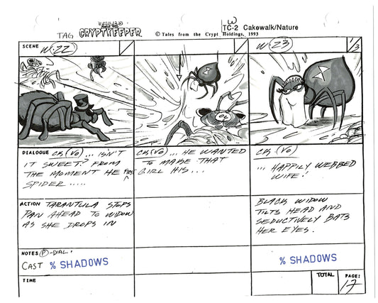Tales From The Cryptkeeper Production Hand-Drawn Storyboard Nelvana 1993 A-21