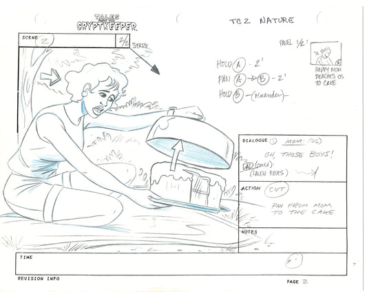 Tales From The Cryptkeeper 2 LOT Hand-Drawn Storyboards Nelvana 1993 B028-029