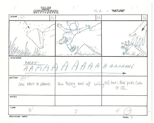 Tales From The Cryptkeeper 2 LOT Hand-Drawn Storyboards Nelvana 1993 B030-031