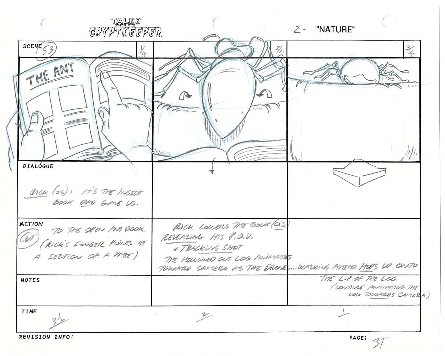 Tales From The Cryptkeeper 2 LOT Hand-Drawn Storyboards Nelvana 1993 B032-033