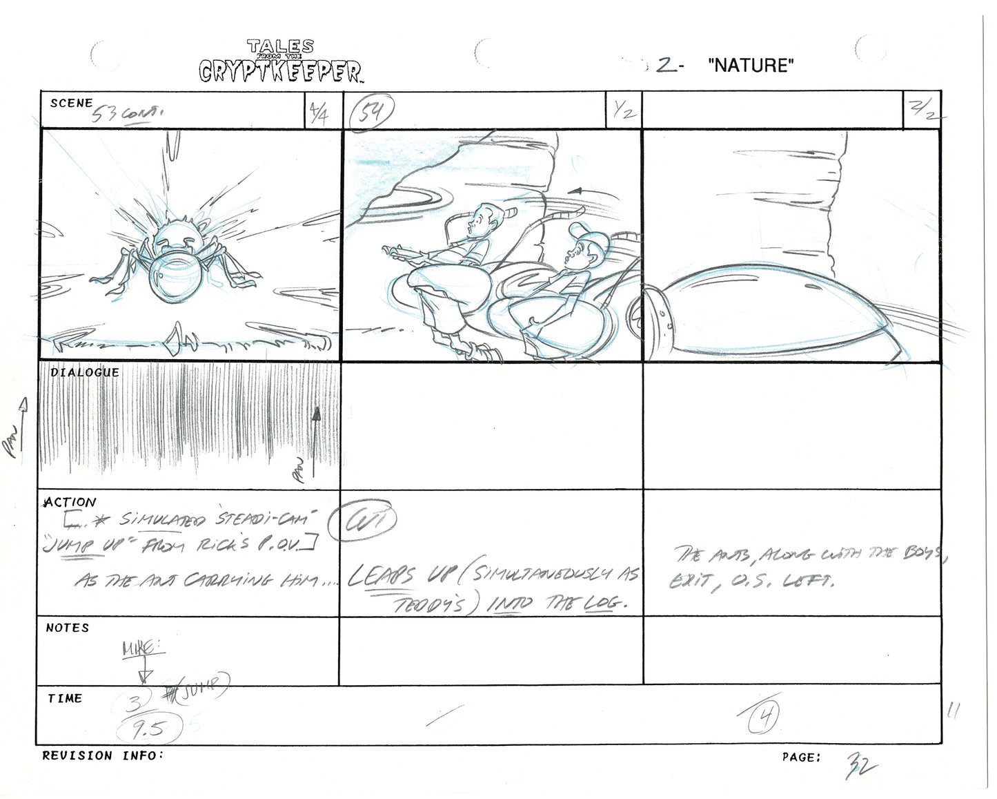 Tales From The Cryptkeeper 2 LOT Hand-Drawn Storyboards Nelvana 1993 B032-033
