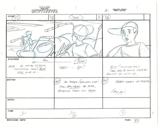 Tales From The Cryptkeeper 2 LOT Hand-Drawn Storyboards Nelvana 1993 B034-035