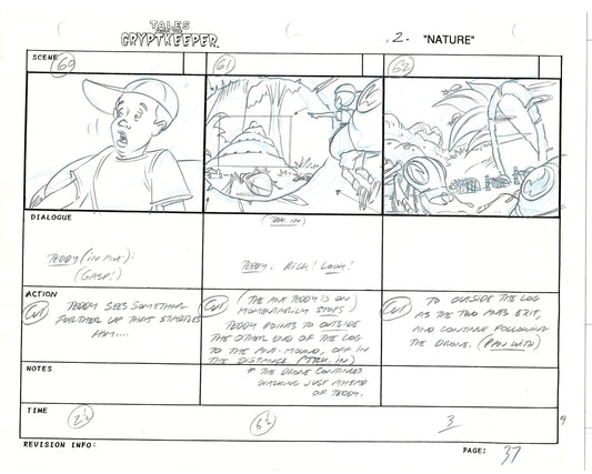 Tales From The Cryptkeeper 2 LOT Hand-Drawn Storyboards Nelvana 1993 B038-039