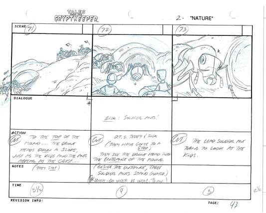 Tales From The Cryptkeeper 2 LOT Hand-Drawn Storyboards Nelvana 1993 B044-045