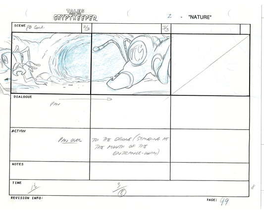 Tales From The Cryptkeeper 2 LOT Hand-Drawn Storyboards Nelvana 1993 C050-051