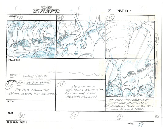 Tales From The Cryptkeeper 2 LOT Hand-Drawn Storyboards Nelvana 1993 C052-053