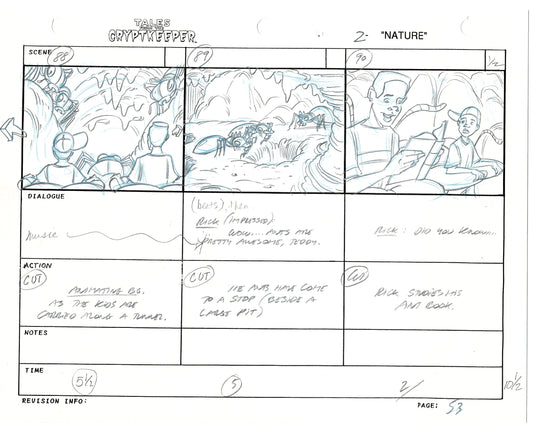 Tales From The Cryptkeeper 2 LOT Hand-Drawn Storyboards Nelvana 1993 C054-055