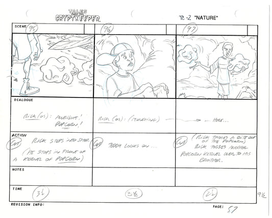 Tales From The Cryptkeeper 2 LOT Hand-Drawn Storyboards Nelvana 1993 C058-059