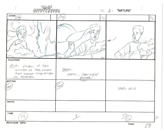 Tales From The Cryptkeeper 2 LOT Hand-Drawn Storyboards Nelvana 1993 C060-061
