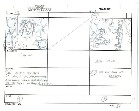Tales From The Cryptkeeper 2 LOT Hand-Drawn Storyboards Nelvana 1993 C062-063