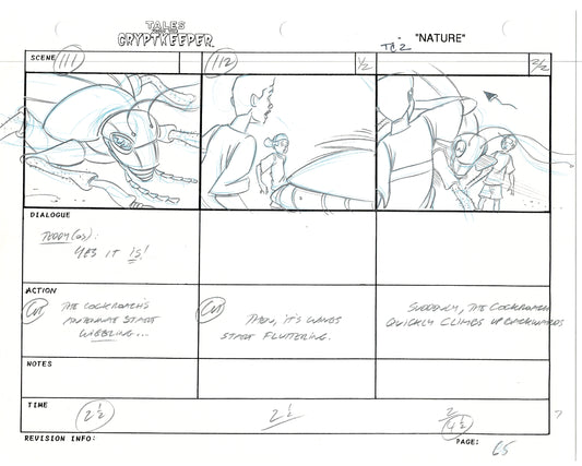 Tales From The Cryptkeeper 2 LOT Hand-Drawn Storyboards Nelvana 1993 C066-067