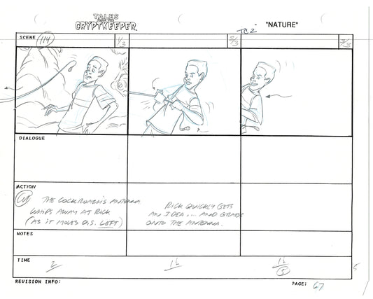 Tales From The Cryptkeeper 2 LOT Hand-Drawn Storyboards Nelvana 1993 C068-069