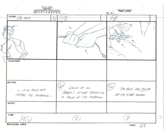 Tales From The Cryptkeeper 2 LOT Hand-Drawn Storyboards Nelvana 1993 C070-071