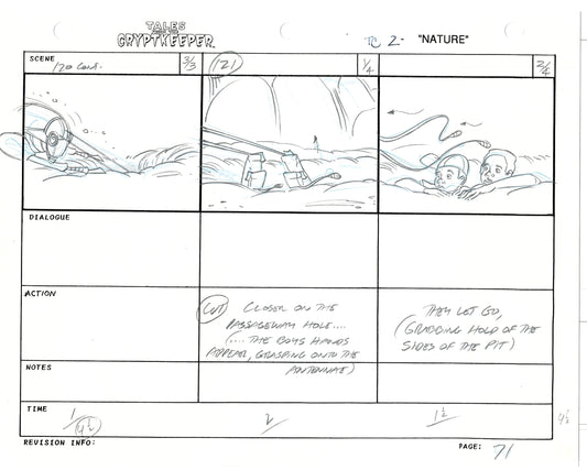 Tales From The Cryptkeeper 2 LOT Hand-Drawn Storyboards Nelvana 1993 C072-073