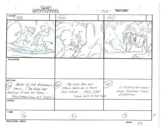 Tales From The Cryptkeeper 2 LOT Hand-Drawn Storyboards Nelvana 1993 C074-075