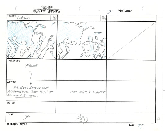 Tales From The Cryptkeeper 2 LOT Hand-Drawn Storyboards Nelvana 1993 C076-077