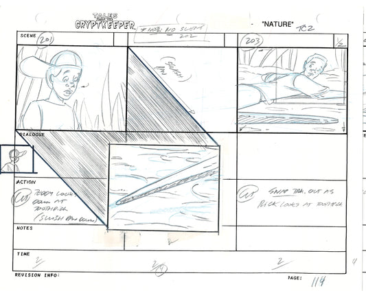 Tales From The Cryptkeeper 2 LOT Hand-Drawn Storyboards Nelvana 1993 D110-111