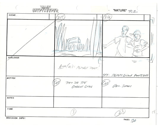 Tales From The Cryptkeeper 2 LOT Hand-Drawn Storyboards Nelvana 1993 D114-115