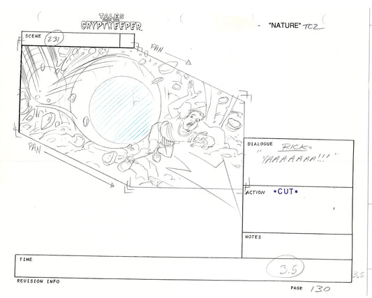 Tales From The Cryptkeeper 2 LOT Hand-Drawn Storyboards Nelvana 1993 D124-125