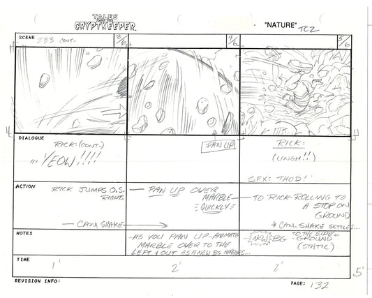 Tales From The Cryptkeeper 2 LOT Hand-Drawn Storyboards Nelvana 1993 D126-127