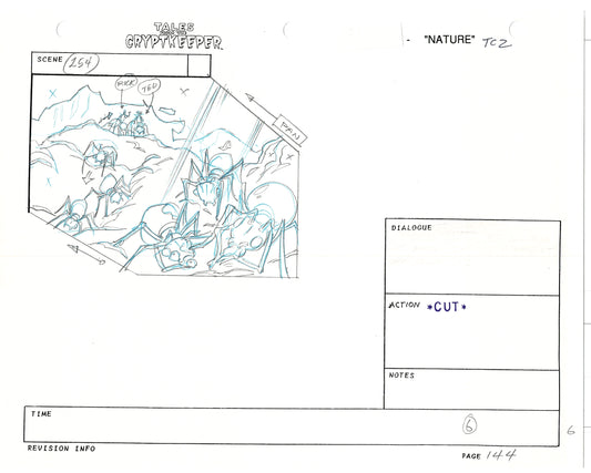 Tales From The Cryptkeeper 2 LOT Hand-Drawn Storyboards Nelvana 1993 D138-139