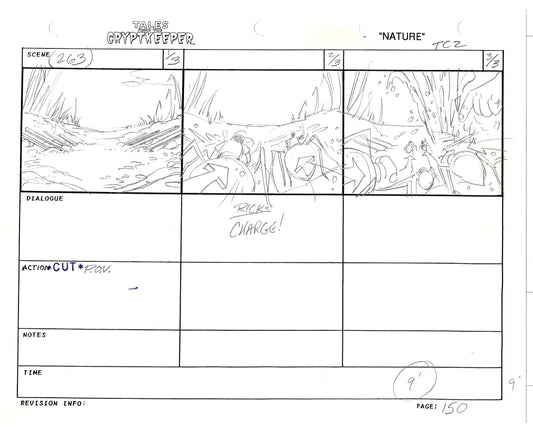 Tales From The Cryptkeeper 2 LOT Hand-Drawn Storyboards Nelvana 1993 D144-145
