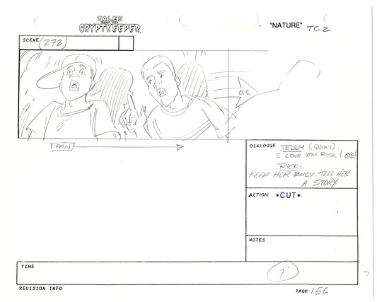 Tales From The Cryptkeeper 2 LOT Hand-Drawn Storyboards Nelvana 1993 E150-151