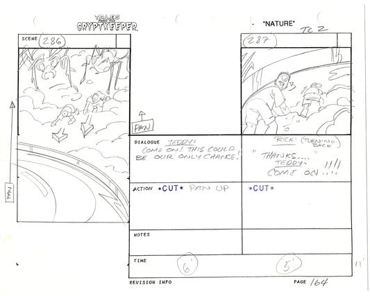 Tales From The Cryptkeeper 2 LOT Hand-Drawn Storyboards Nelvana 1993 E158-159