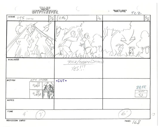 Tales From The Cryptkeeper 2 LOT Hand-Drawn Storyboards Nelvana 1993 E162-163