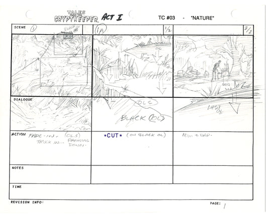 Tales From The Cryptkeeper 2 LOT Hand-Drawn Storyboards Nelvana 1993 E170-171