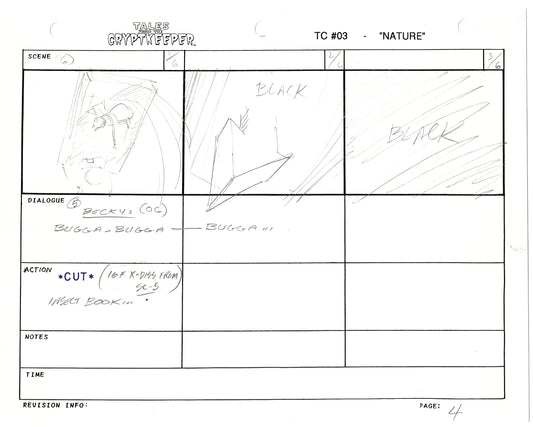 Tales From The Cryptkeeper 2 LOT Hand-Drawn Storyboards Nelvana 1993 E174-175