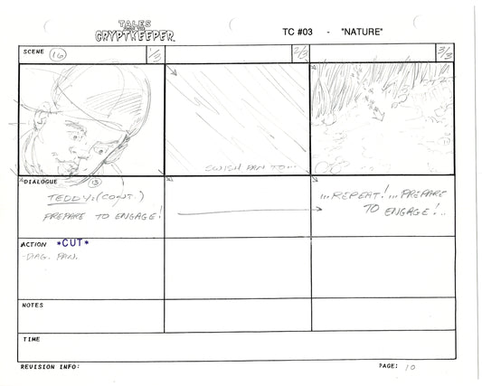 Tales From The Cryptkeeper 2 LOT Hand-Drawn Storyboards Nelvana 1993 E180-181