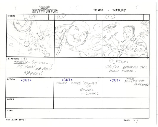 Tales From The Cryptkeeper 2 LOT Hand-Drawn Storyboards Nelvana 1993 E184-185