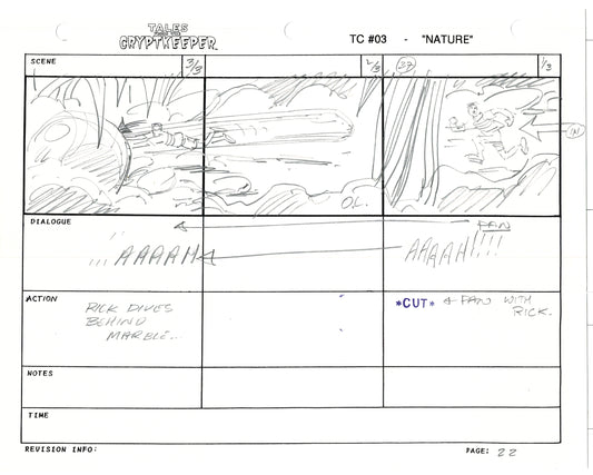 Tales From The Cryptkeeper 2 LOT Hand-Drawn Storyboards Nelvana 1993 E192-193