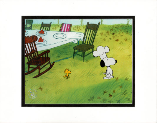 A Charlie Brown Thanksgiving PEANUTS Snoopy and Woodstock Animation Cel Setup and Drawings from 1973 Melendez Schulz T3