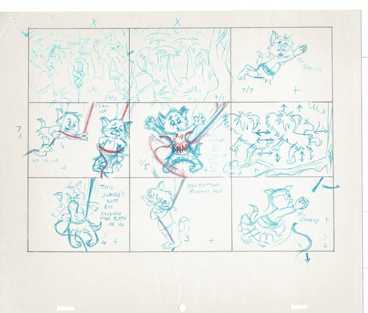 Tom & Jerry Kids Storyboard Hand-drawn Animation Hanna Barbera Babet 1992 S1-003