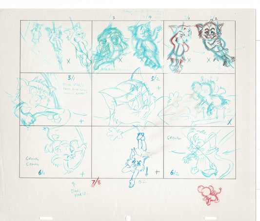 Tom & Jerry Kids Storyboard Hand-drawn Animation Hanna Barbera Babet 1992 S1-004