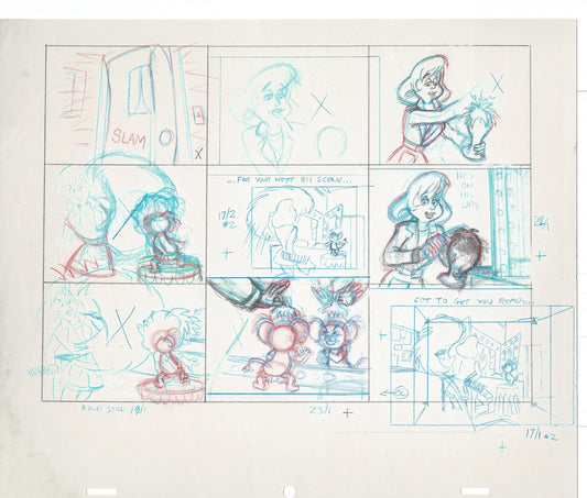 Tom & Jerry Kids Storyboard Hand-drawn Animation Hanna Barbera Babet 1992 S1-006