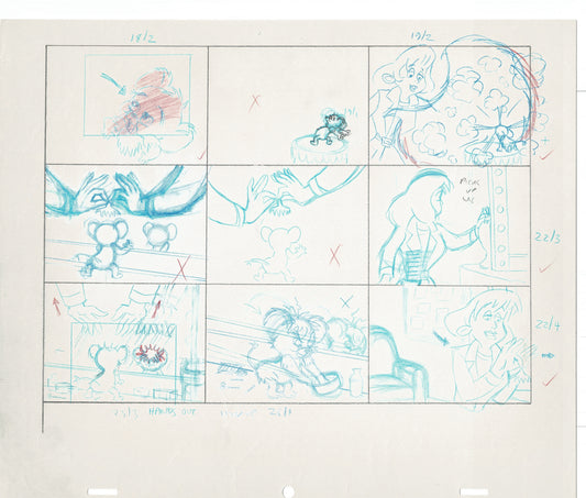Tom & Jerry Kids Storyboard Hand-drawn Animation Hanna Barbera Babet 1992 S1-008