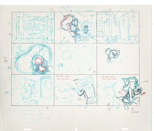 Tom & Jerry Kids Storyboard Hand-drawn Animation Hanna Barbera Babet 1992 S1-011