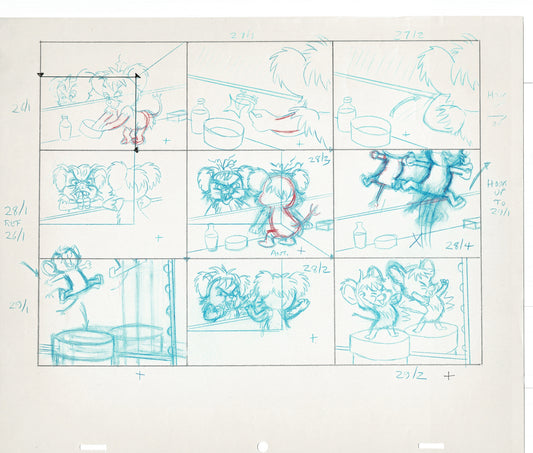 Tom & Jerry Kids Storyboard Hand-drawn Animation Hanna Barbera Babet 1992 S1-014