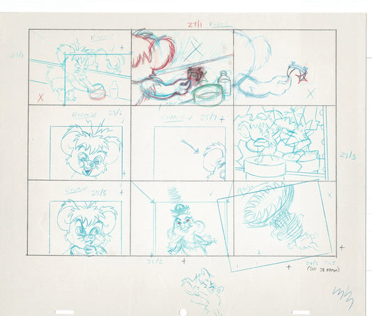 Tom & Jerry Kids Storyboard Hand-drawn Animation Hanna Barbera Babet 1992 S1-015