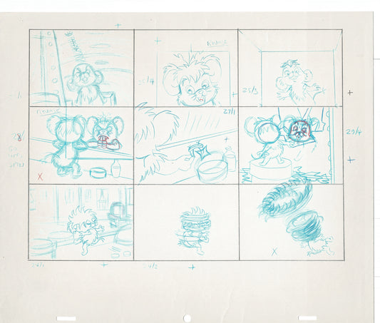 Tom & Jerry Kids Storyboard Hand-drawn Animation Hanna Barbera Babet 1992 S1-016