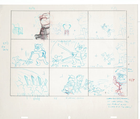 Tom & Jerry Kids Storyboard Hand-drawn Animation Hanna Barbera Babet 1992 S1-018