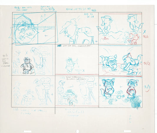Tom & Jerry Kids Storyboard Hand-drawn Animation Hanna Barbera Babet 1992 S1-022