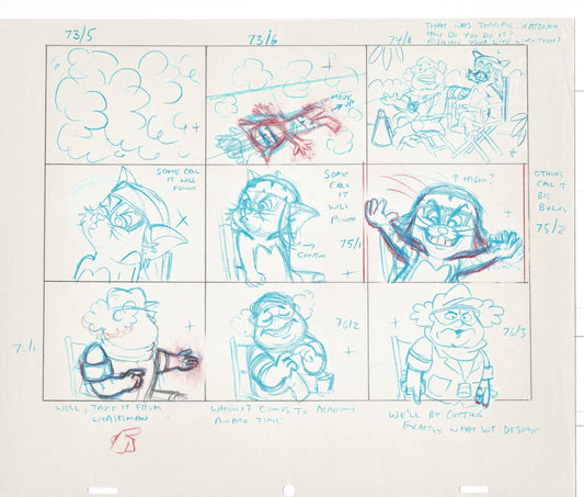 Tom & Jerry Kids Storyboard Hand-drawn Animation Hanna Barbera Babet 1992 S1-024
